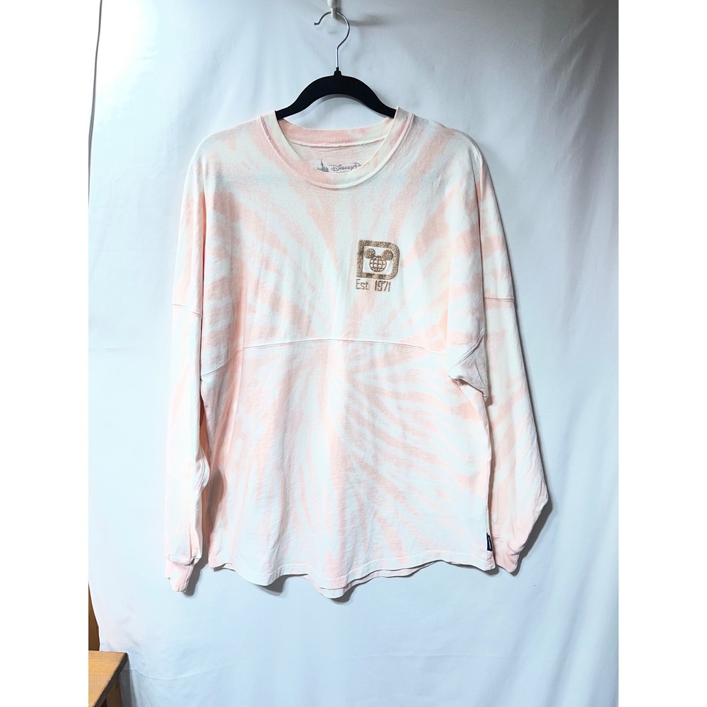Disney Parks Spirit Jersey Walt Disney World Peach Tie Dye Gold Glitter Womens S